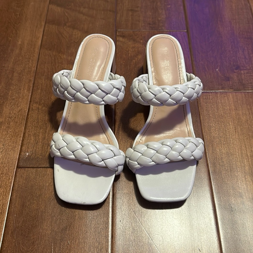 Open Tied White Heels